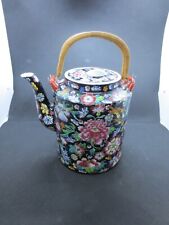 Vintage Chinese Hand Painted Mille Fleur Tea Pot Enameled Porcelain 1000 Flowers picture