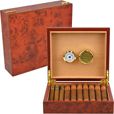 Humidor- Cigar Boxes for 15-25 Cigars- Cigar Humidor with Cherry Finish- Hygrome picture
