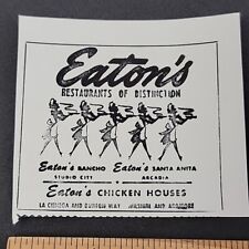 Vtg 1947 Print Ad Eaton's Restaurant of Distinction MINI AD Chicken Studio City picture