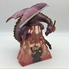 Wizard Captured By Flying Dragon Perched Purple Resin  Sculpture Vintage Y2K picture