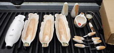 Vtg Set of 4 Ceramic Corn on the Cob Dishes 8 Picks Butter  Dish.  Brush , S&P picture