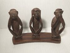Rare Wooden Monkey Figurines See Hear Speak  No Evil picture