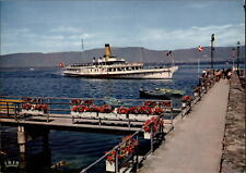 France Steamer La Suisse arrives Port of Yvoire Lake Leman ~ postcard sku003 picture