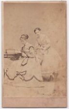 ANTIQUE CDV CIRCA 1860s ALLEN GORGEOUS YOUNG CIVIL WAR ERA LADIES BOSTON MA. picture