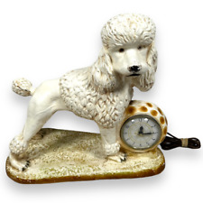 Lanshire Chalk Ware Poodle Clock Vintage Mid Century Modern Dog MCM Deck Tested picture