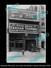 OLD 8x6 HISTORIC PHOTO OF WAUKESHA WISCONSIN THE TAXI CAB TERMINAL c1920 picture