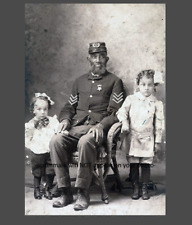 Black Civil War Soldier PHOTO Veteran With Children Portrait Grand Army Uniform picture