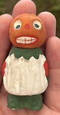 Early Antique Halloween 3” German Pumpkin Head Girl Candy Container Halloween picture