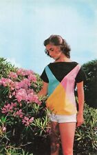 Girl by Purple Rhododendrons - Craggy Gardens on Blue Ridge Parkway NC Postcard picture