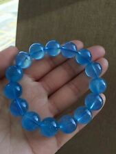 15mm Natural Blue Aquamarine Gemstone Clear Round Beads Fashion Bracelet AAAAAA picture