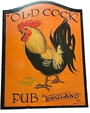  MINI PUB SIGN bar tavern THE OLD COCK 10 inch wooden board to hang 25cm rooster picture