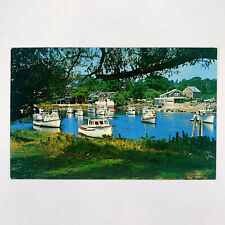 Postcard Maine Ogunquit ME Perkins Cove Boats Sailing 1960s Chrome Unposted picture