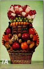 c1960s Food Advertising POSTCARD Fruit & Nut Gift Basket / 