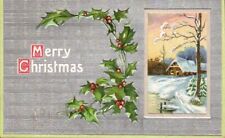 Postcard, Vintage, Merry Christmas Snow Scene picture