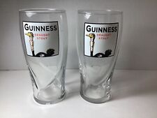 Guinness Draught Stout Ostrich Raised Harp Logo Pint Glass 7” (Set of 2) picture