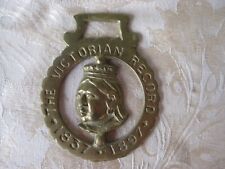 Vintage Victorian Record 60 Yrs 1837-1897 Horse Medallion in Brass picture