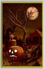 Halloween Matthew Kirscht The Barn JOL Cat Spooky Moon 2023 Ltd 5/18 Postcard MK picture