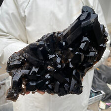 4.6lb Large Natural Black Smoky Quartz Crystal Cluster Raw Mineral Specimen picture