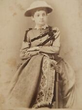 Antique Cabinet Card Photo Beautiful Stylish Woman With Cool Hat C1890 picture