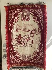 New Christmas Tapestry Throw 27” x 46” “Jingle Bells” Red/ White Carriage picture