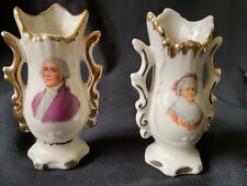 Vintage Souvenir Vases of George Martha Washington w/ gold trim 3.5” high picture