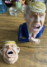 DONALD TRUMP 24 Make America Great Again Cast Iron Mechanical Bank + Bottle Open picture