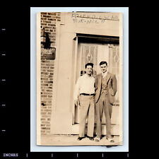 Vintage Photo MEN STANDING OUTSIDE BUILDING picture