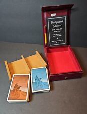 Vintage Hollywood Special Gin Rummy Double Card Set In Embossed Burgundy Case picture