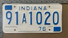 1976 Indiana license plate 91 A 1020 YOM DMV White SHOW CAR PERFECT 14401 picture