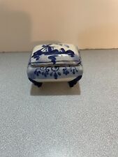 Vintage Hand Pianted Blue 38 Windmill Trinket Box picture
