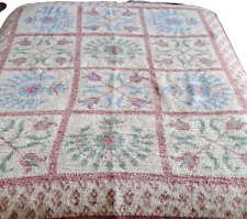Vintage Biederlack Blanket USA Pink Plush Sofa Throw Floral Cottage 90s Retro picture