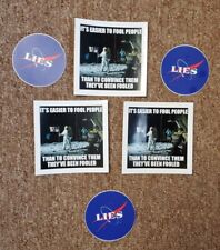 MOON HOAX STICKERS LOT OF 6 NASA LOGO Decal Jeff Bezos Blue Origin Elon Musk  picture