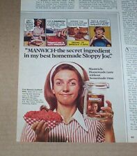 1973 print ad - Hunt's MANWICH Sloppy Joe sandwich Hunt-Wesson Foods advertising picture