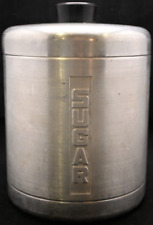 Vintage Steelmaster 1950s Sugar Canister w/ Lid Black Knob Made in Italy picture