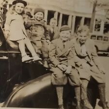 1938 Boys Girl Pose on Car 1312 54th Street Brooklyn, NY Vintage Family Photo picture