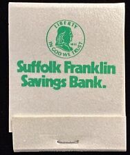 SUFFOLK Franklin Savings Bank Boston Medford MA Full Vintage Matchbook A-2034 picture