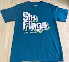 (M) SIX FLAGS Over Georgia RETRO Name Adult Shirt Teal Graphic Tee NWOT picture