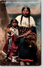 NATIVE AMERICANA POSTCARD , Aupoakte Win. Kill Morning Mother and Papoose 1910 picture