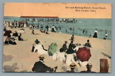 Pier and Bathing Beach Ocean Beach. New London, Conn. CT Postcard Posted 1912 picture