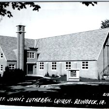 c1950s Reinbeck, IA RPPC St. John's Lutheran Church Real Photo Postcard Vtg A110 picture