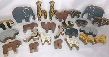 Rare Vintage Handmade Wooden Toy Wild Animals 1970s  Giraffe Elephant Camel Lion picture