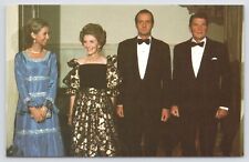 King Juan Carlos-Sophia with President Ronald & Nancy Reagan~1981 Postcard picture
