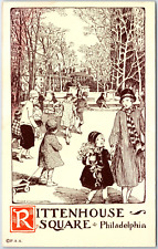 VINTAGE POSTCARD FROM SCENE AT RITTENHOUSE SQUARE BY JAMIE WILCOX SMITH c. 1940s picture