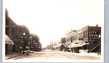 MAIN STREET VIEW real photo postcard rppc BLOOMER WISCONSIN WI 1910s drug store picture
