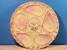 Antique German Porcelain Oyster Plate c.1800's Pink Gold Cream picture