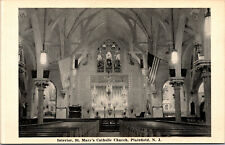Vtg St Mary's Catholic Church Interior Plainfield New Jersey NJ Postcard picture