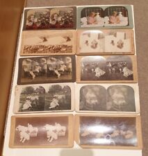10 Late 1800s Children w/Animals/Pets Stereoview Stereoscope Photo Cards Lot Set picture