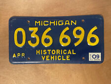 2009 Michigan License Plate Historical Vehicle # 036 696 picture