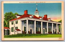 Washingtons Mansion Mount Vernon Virginia Historic House Linen Vintage Postcard picture