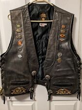 Vintage Gypsy Leather Harley Davidson Dark Brown Leather Men's Vest Size 46 picture